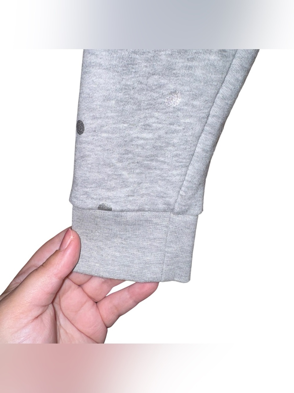 BODEN Jersey Polka-Dot Lounge Hoodie Sweatshirt Metallic Heather Gray Size XS - Picture 6 of 13